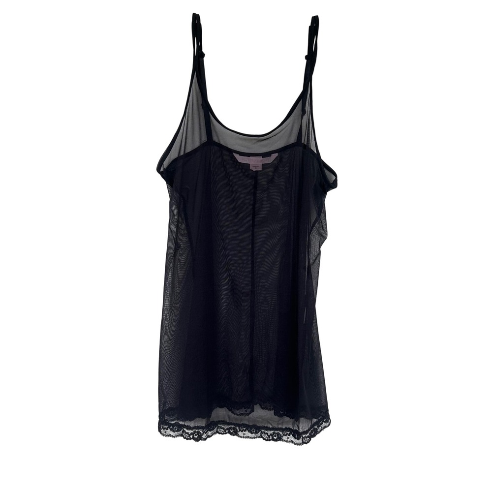 Victoria's Secret Camisole Women S Black Sheer Mesh Lace Trim Vintage Y2K Goth